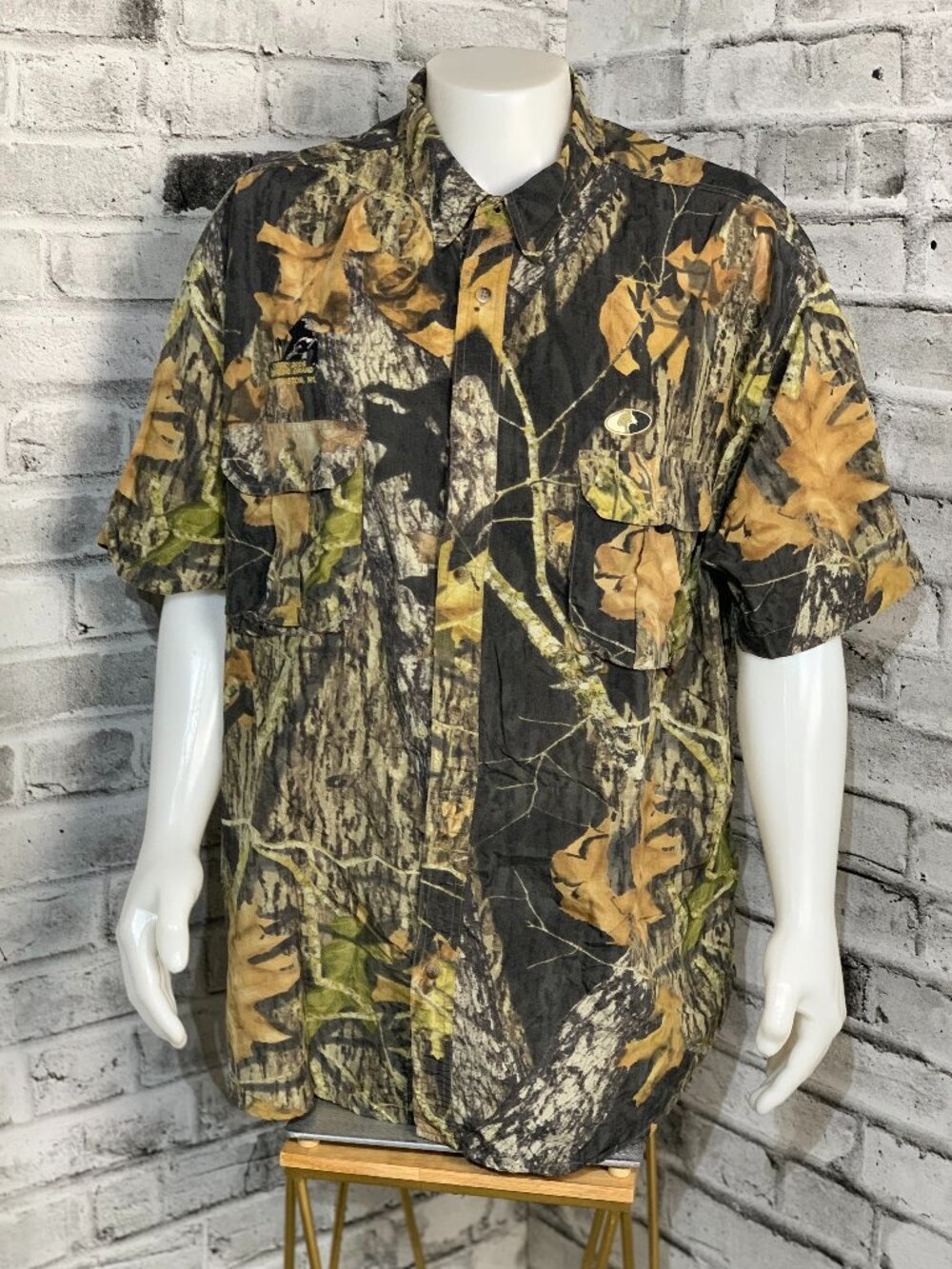 Vintage Mossy Oak Camo Shirt Mens 2XL HRC 2005 Spring Grand Short Sleeve Casual